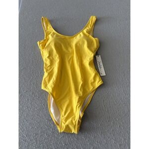 Nicole Miller Studio Swimsuit Womens Medium Yellow One Piece Scoop Back‎ Tank